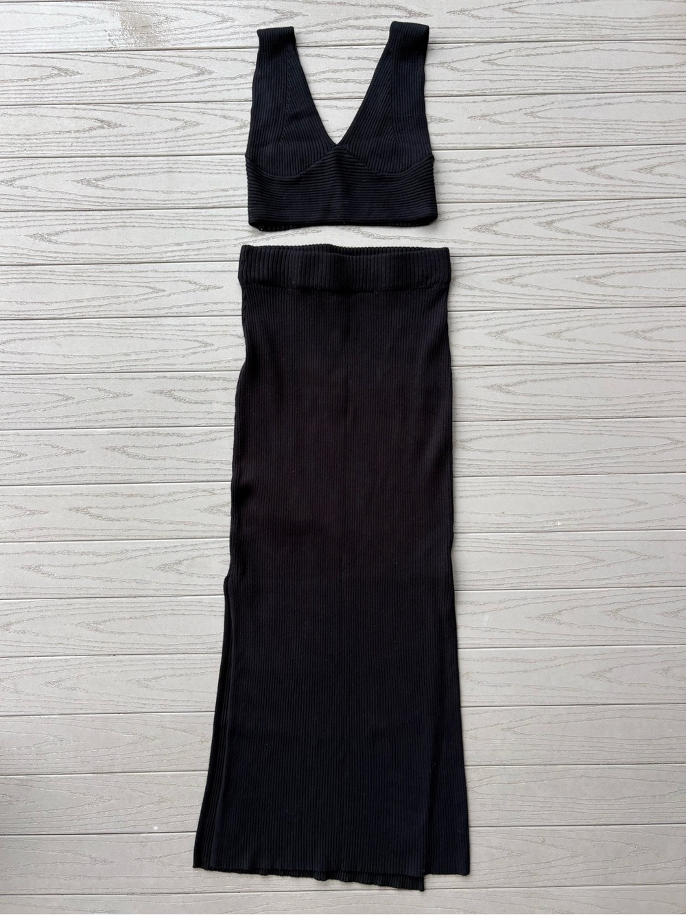 Sincerely Jules Black Ribbed Knit 2 Piece Set